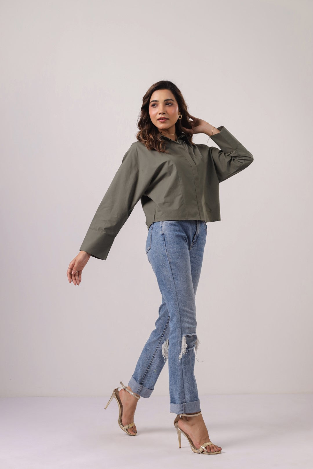 Women's Green Cotton Tops