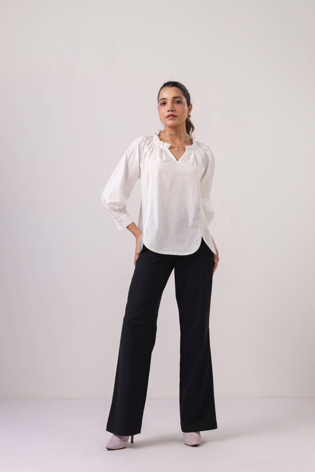 Women's white cotton tops
