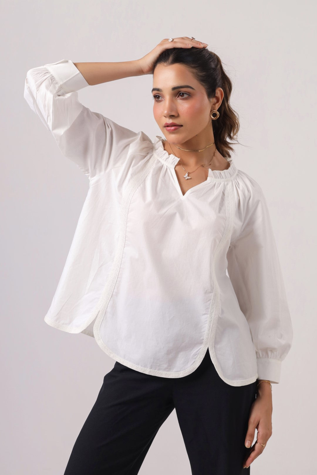 Women's white cotton tops