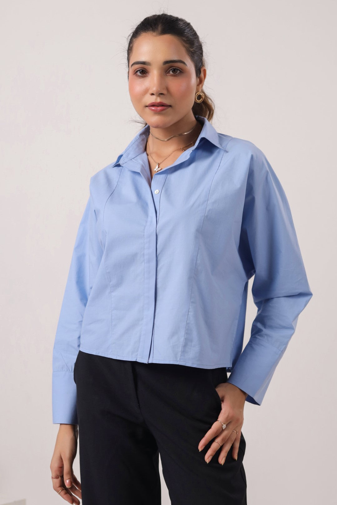 Women's Blue Cotton Tops