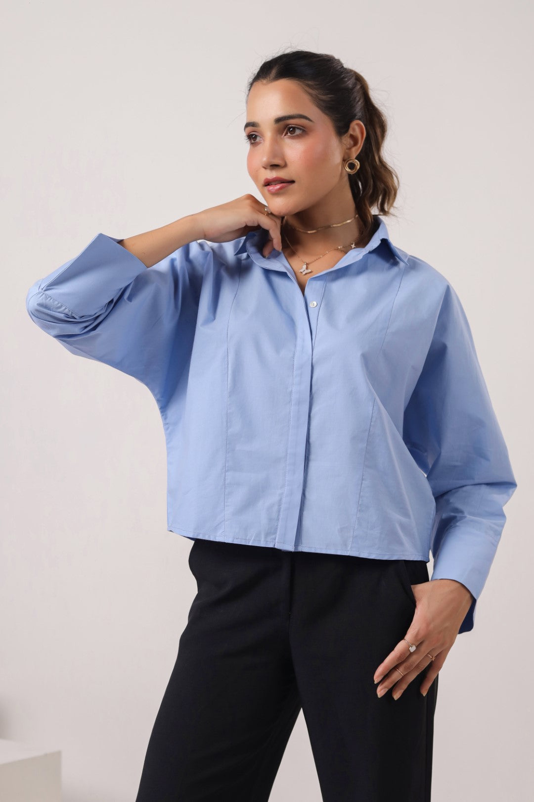 Women's Blue Cotton Tops