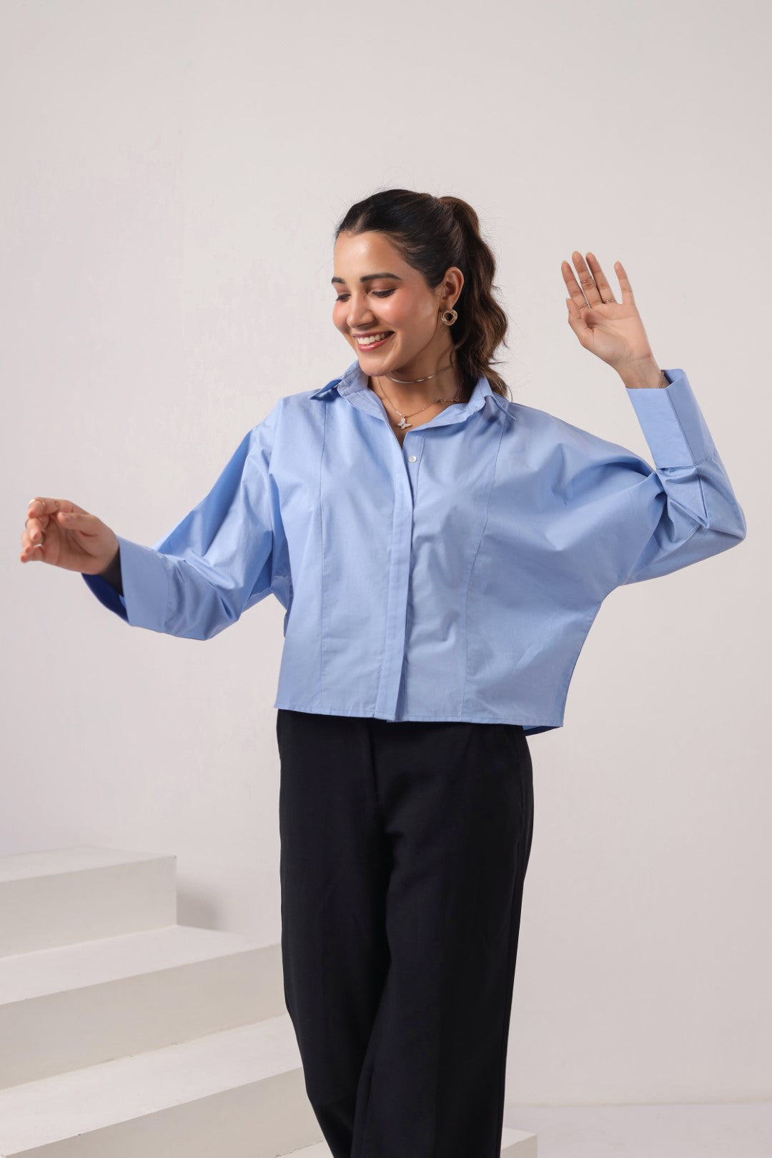 Women's Blue Cotton Tops