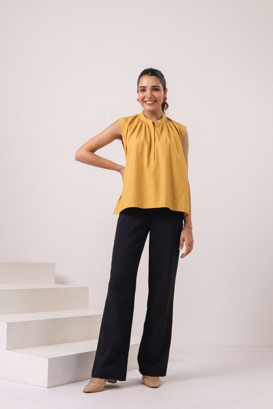 Women’s Yellow Cotton Poplin Top