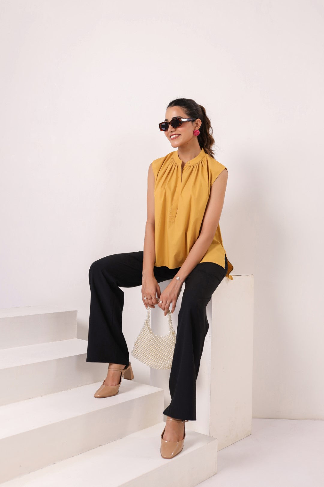 Women’s Yellow Cotton Poplin Top