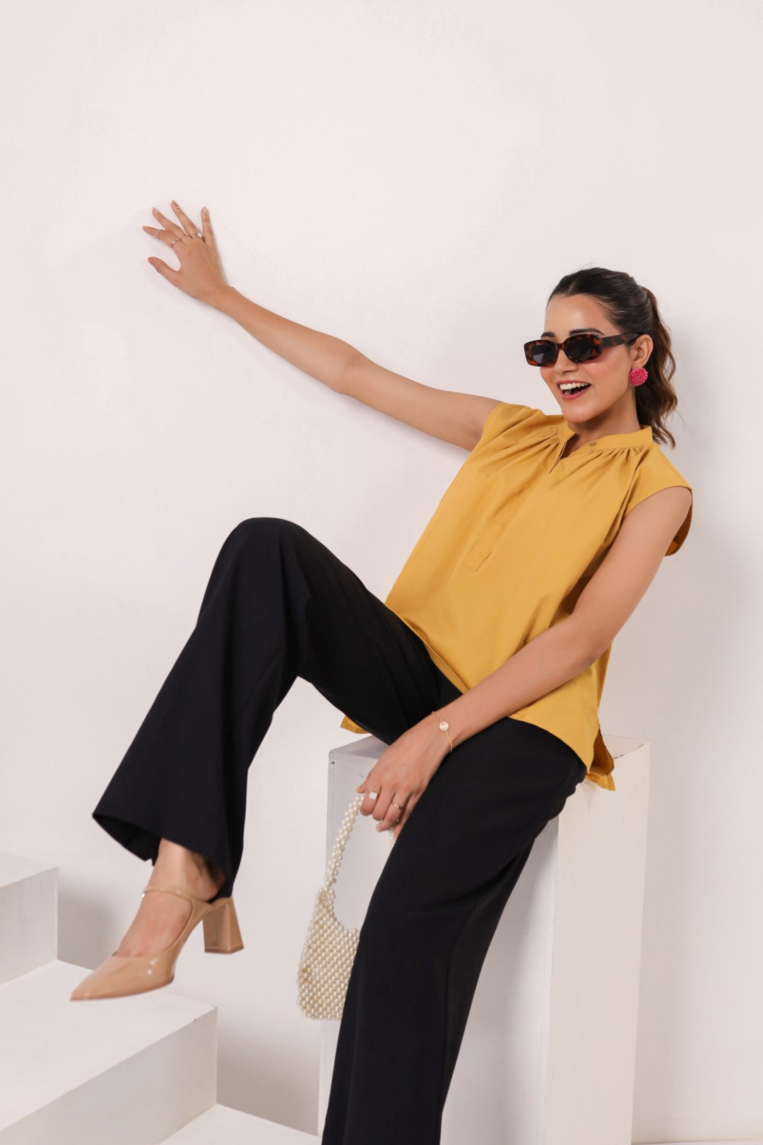 Women’s Yellow Cotton Poplin Top