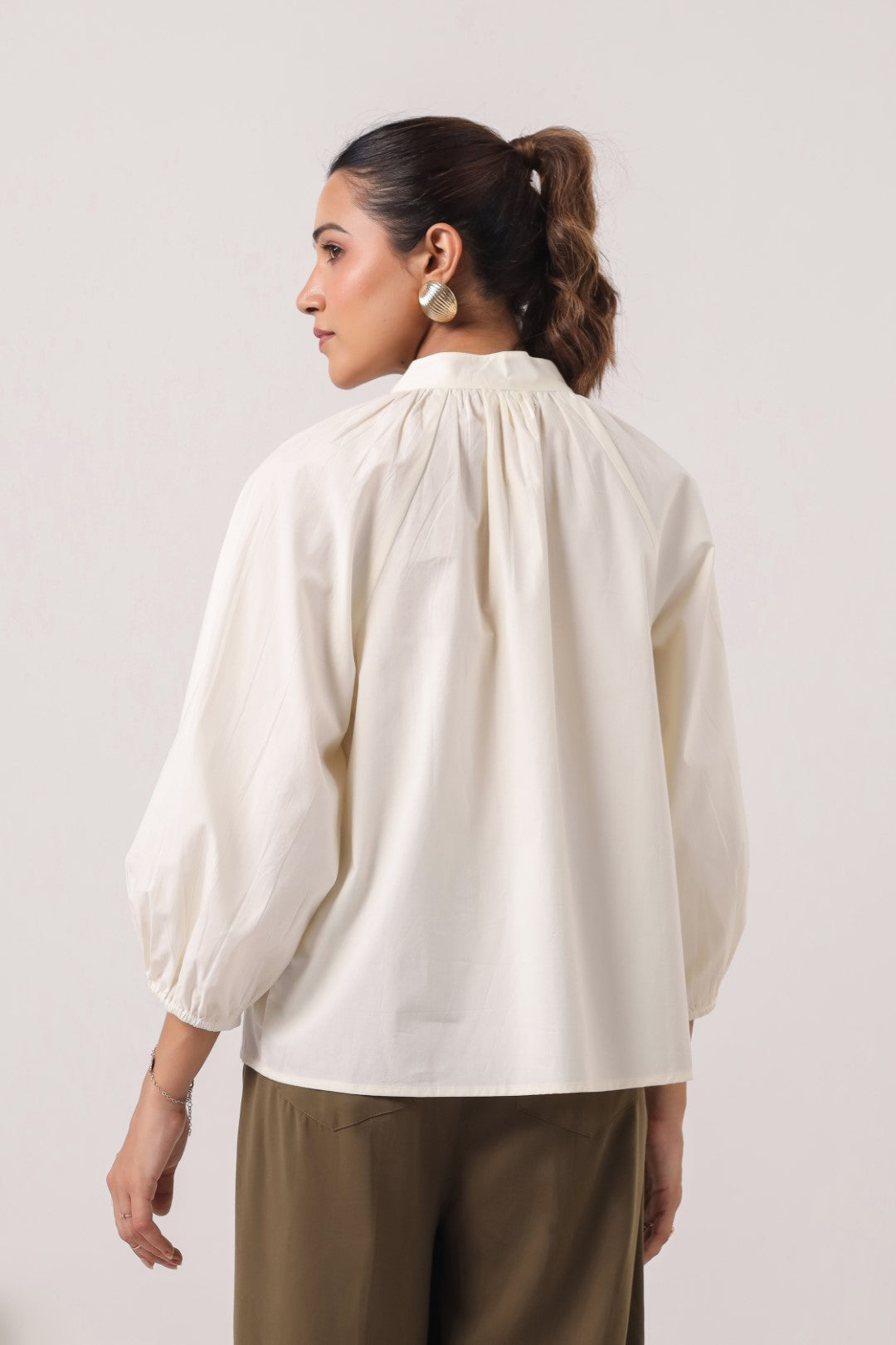 Women’s Off-White Cotton Poplin Top