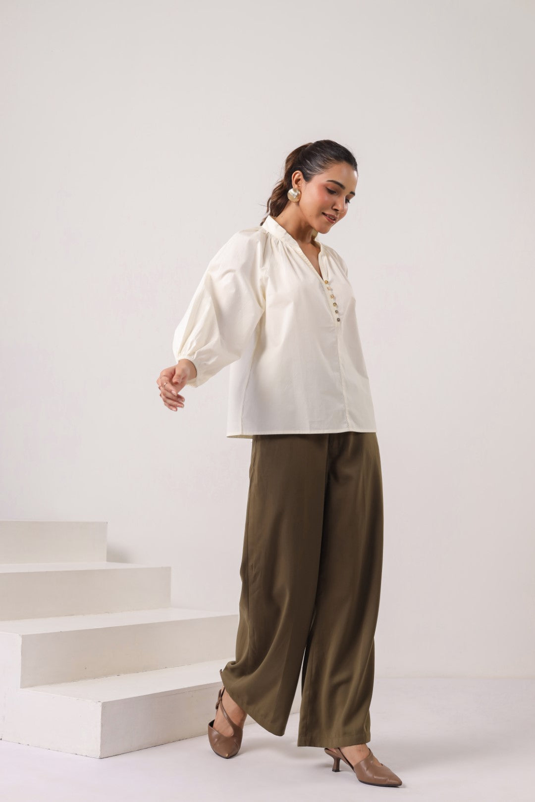 Women’s Off-White Cotton Poplin Top