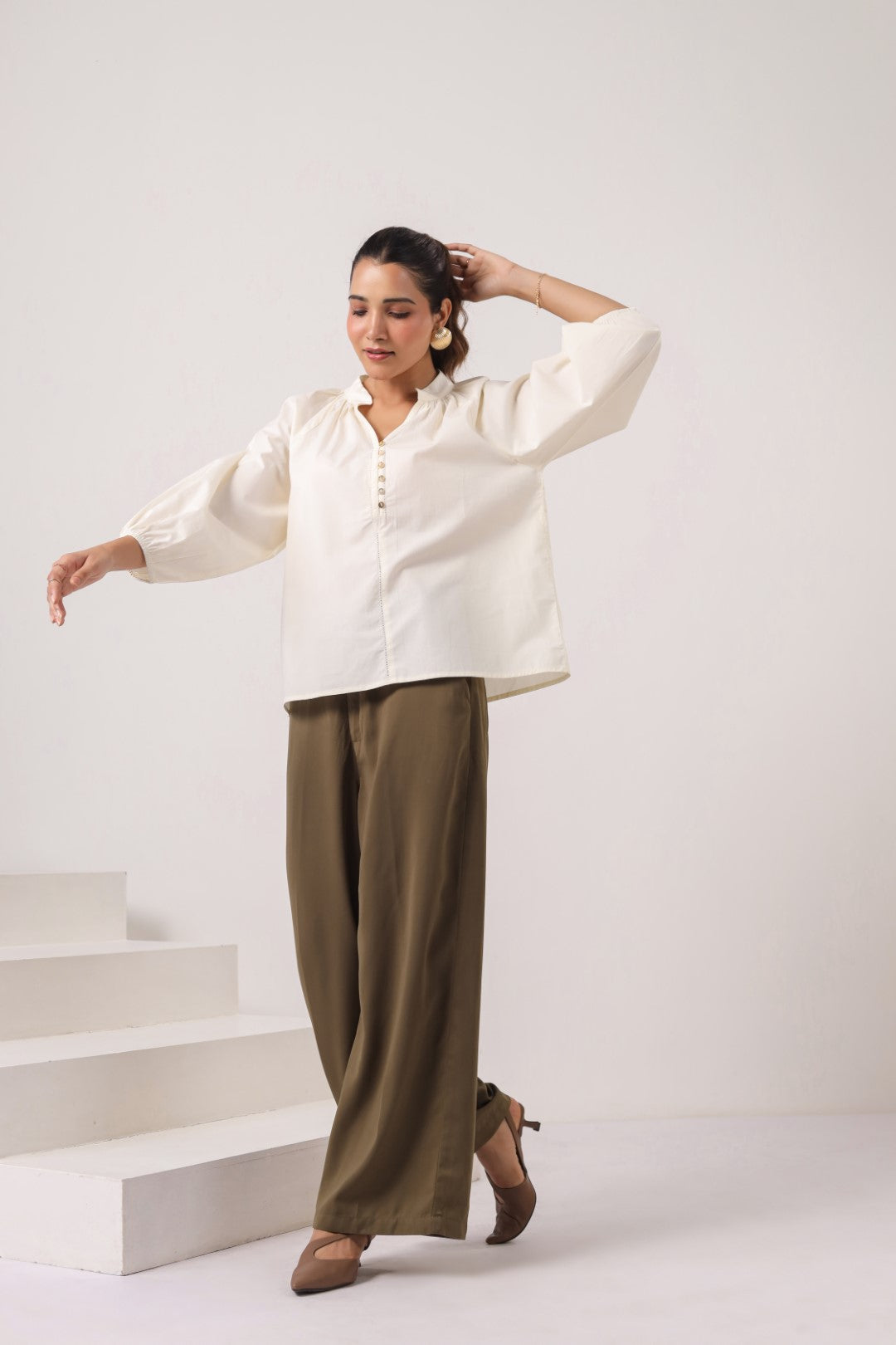 Women’s Off-White Cotton Poplin Top