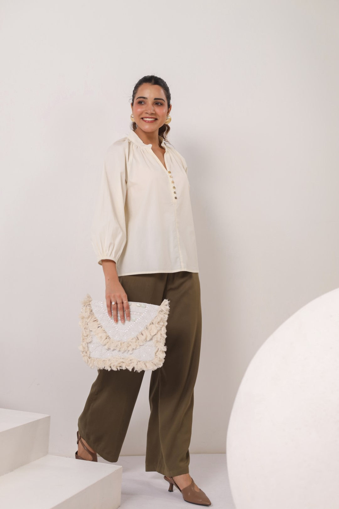 Women’s Off-White Cotton Poplin Top