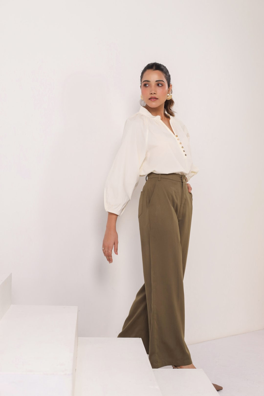 Women’s Off-White Cotton Poplin Top