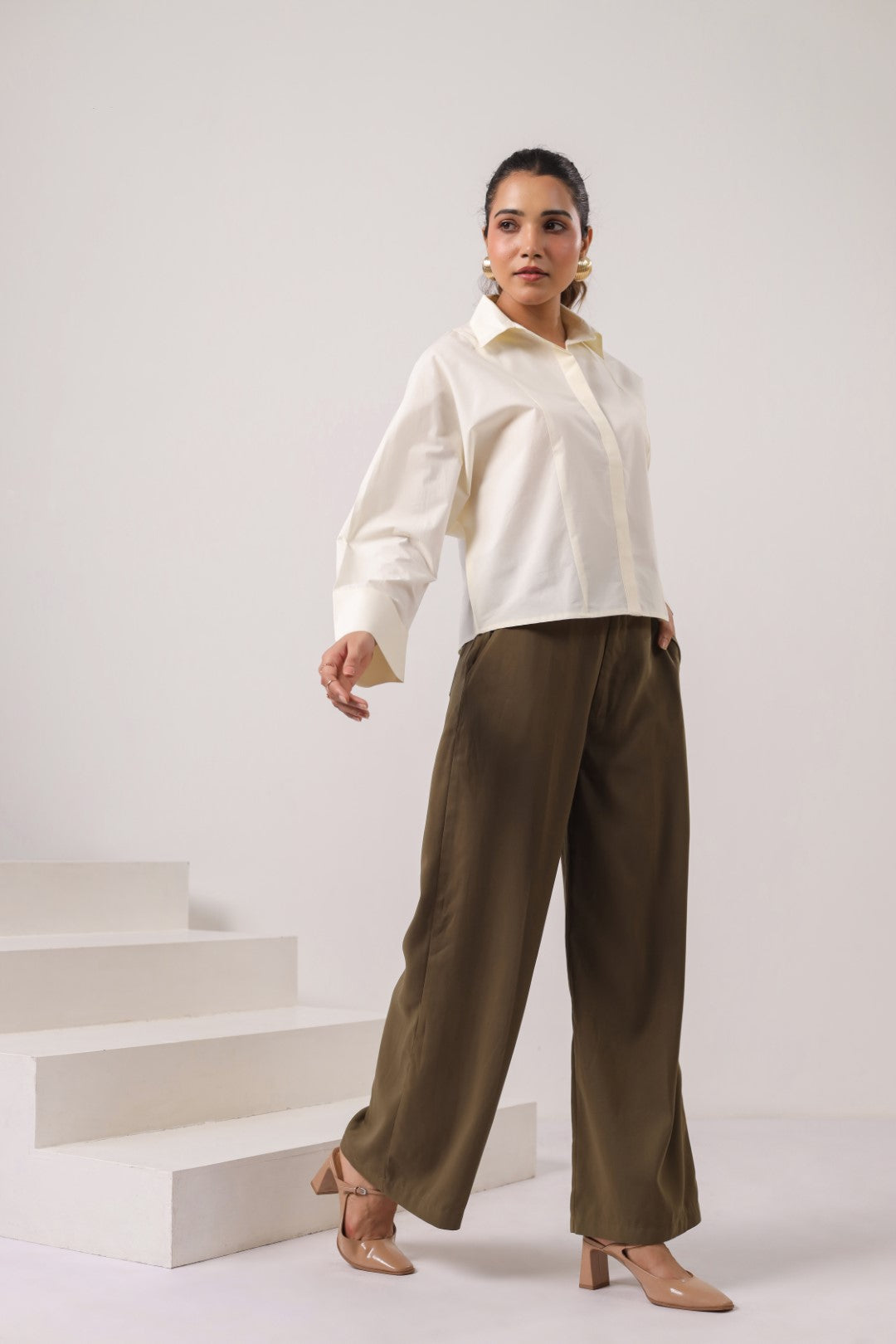 Women's off-white cotton tops