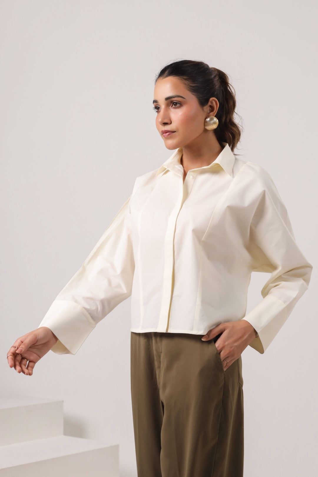 Women's off-white cotton tops