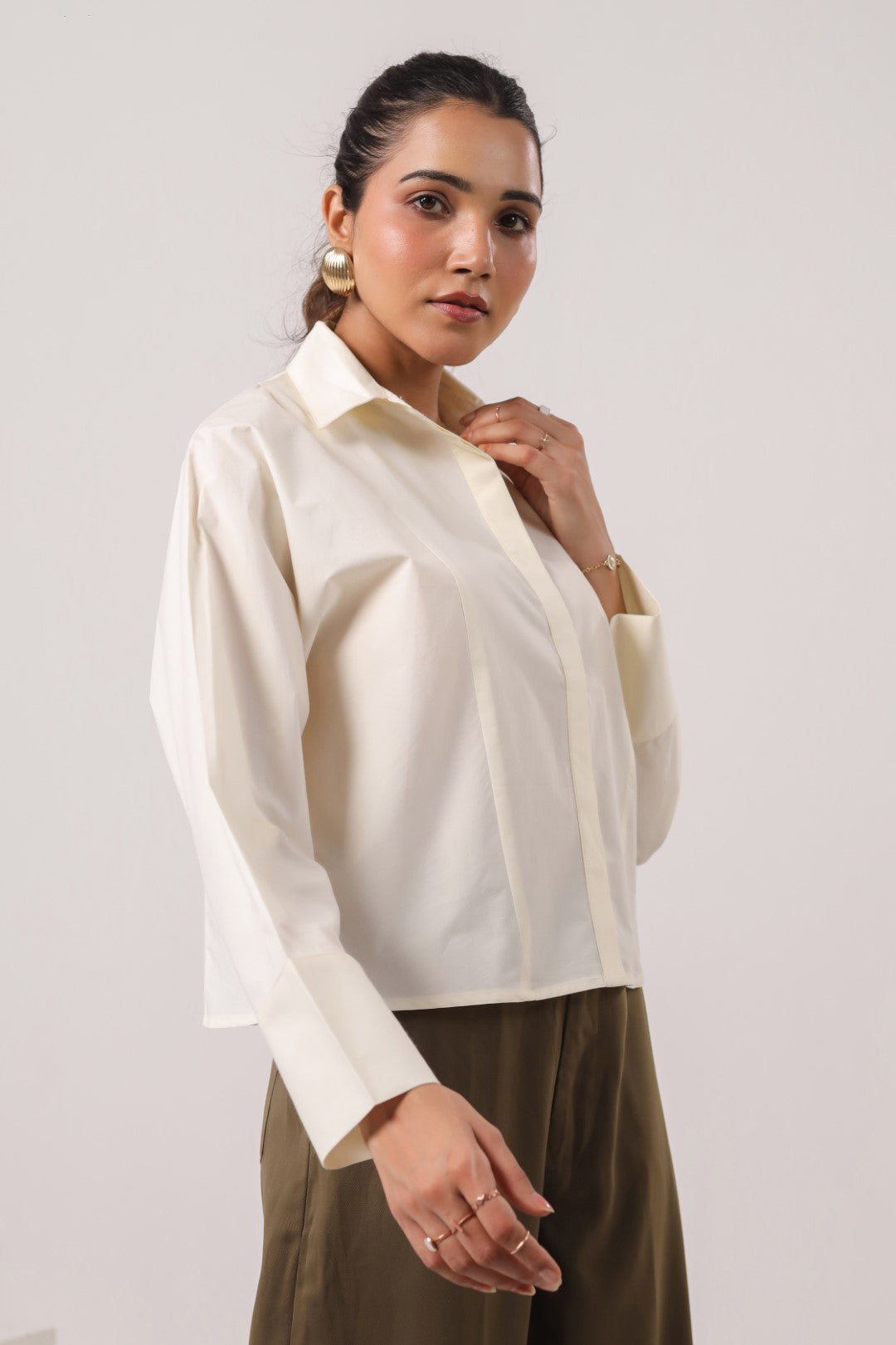 Women's off-white cotton tops