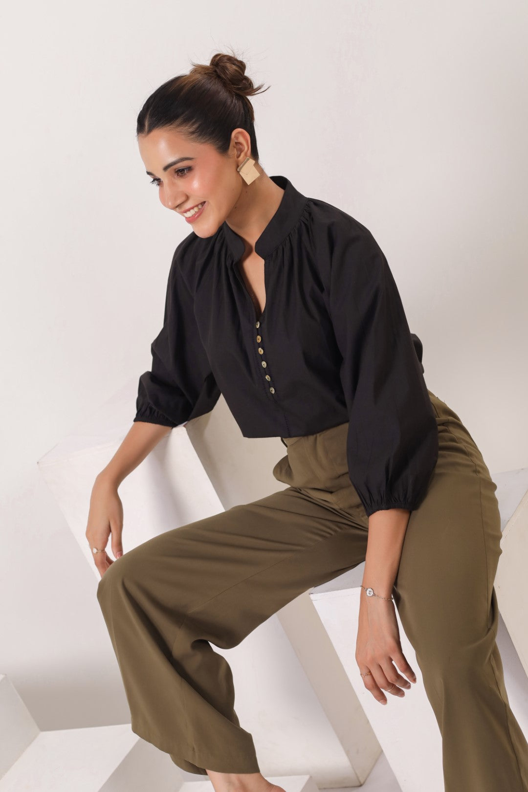 Women’s black cotton tops