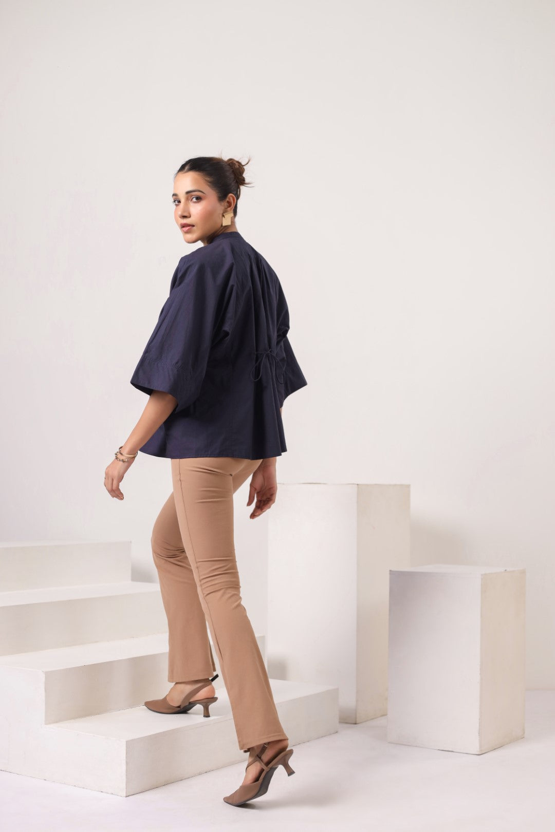 Women's navy cotton tops