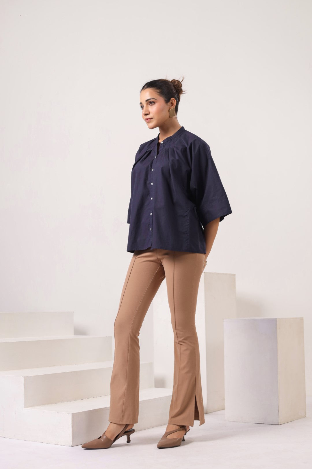 Women's navy cotton tops