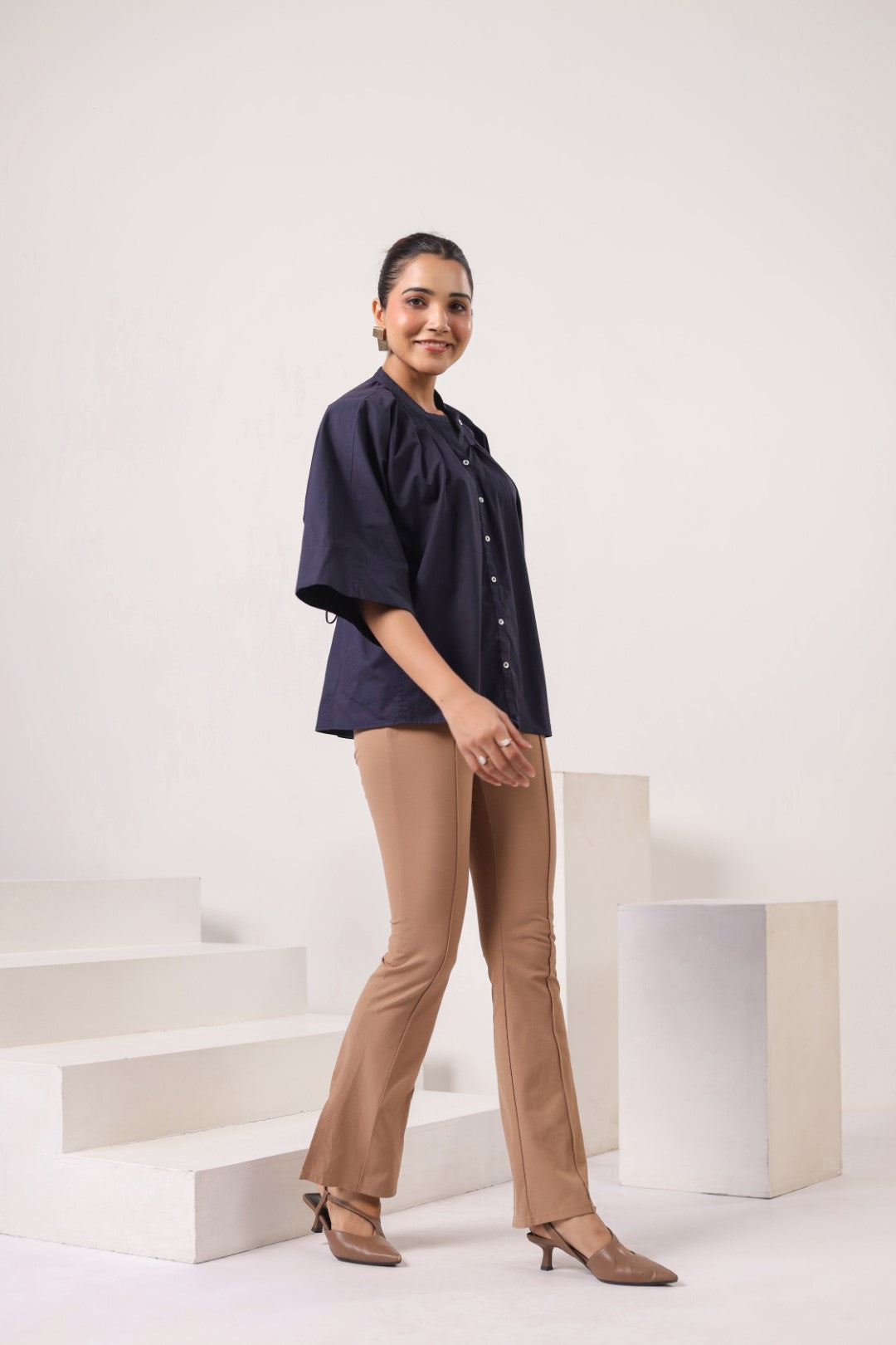 Women's navy cotton tops