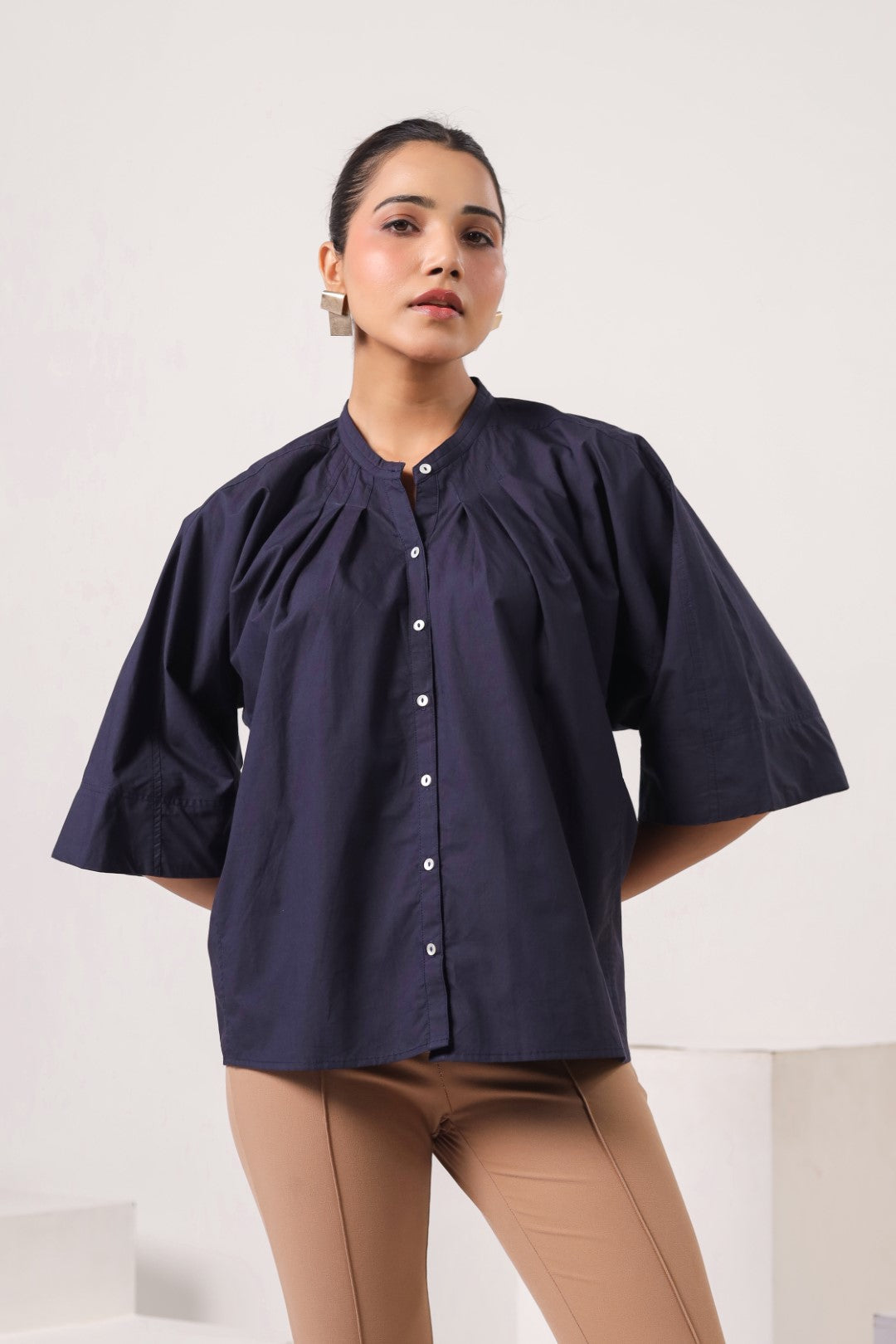 Women's navy cotton tops