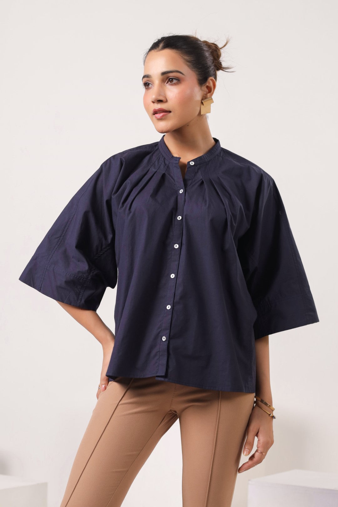 Women's navy cotton tops