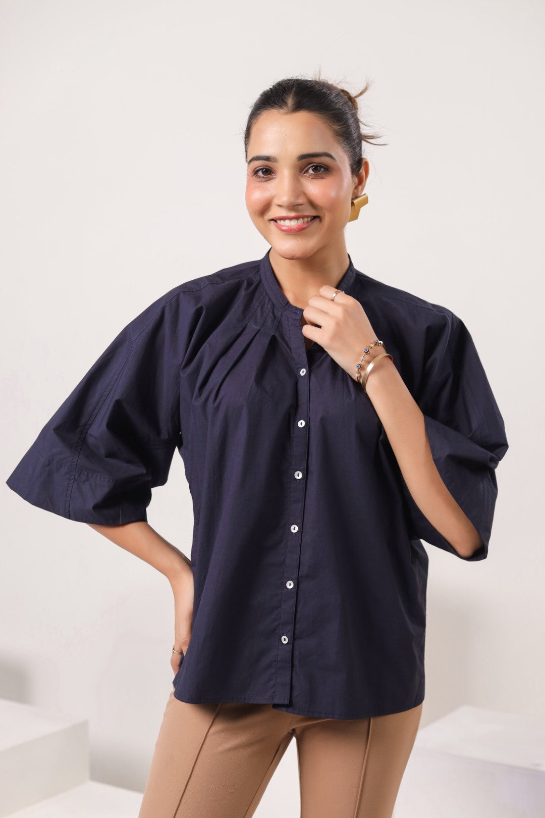 Women's navy cotton tops