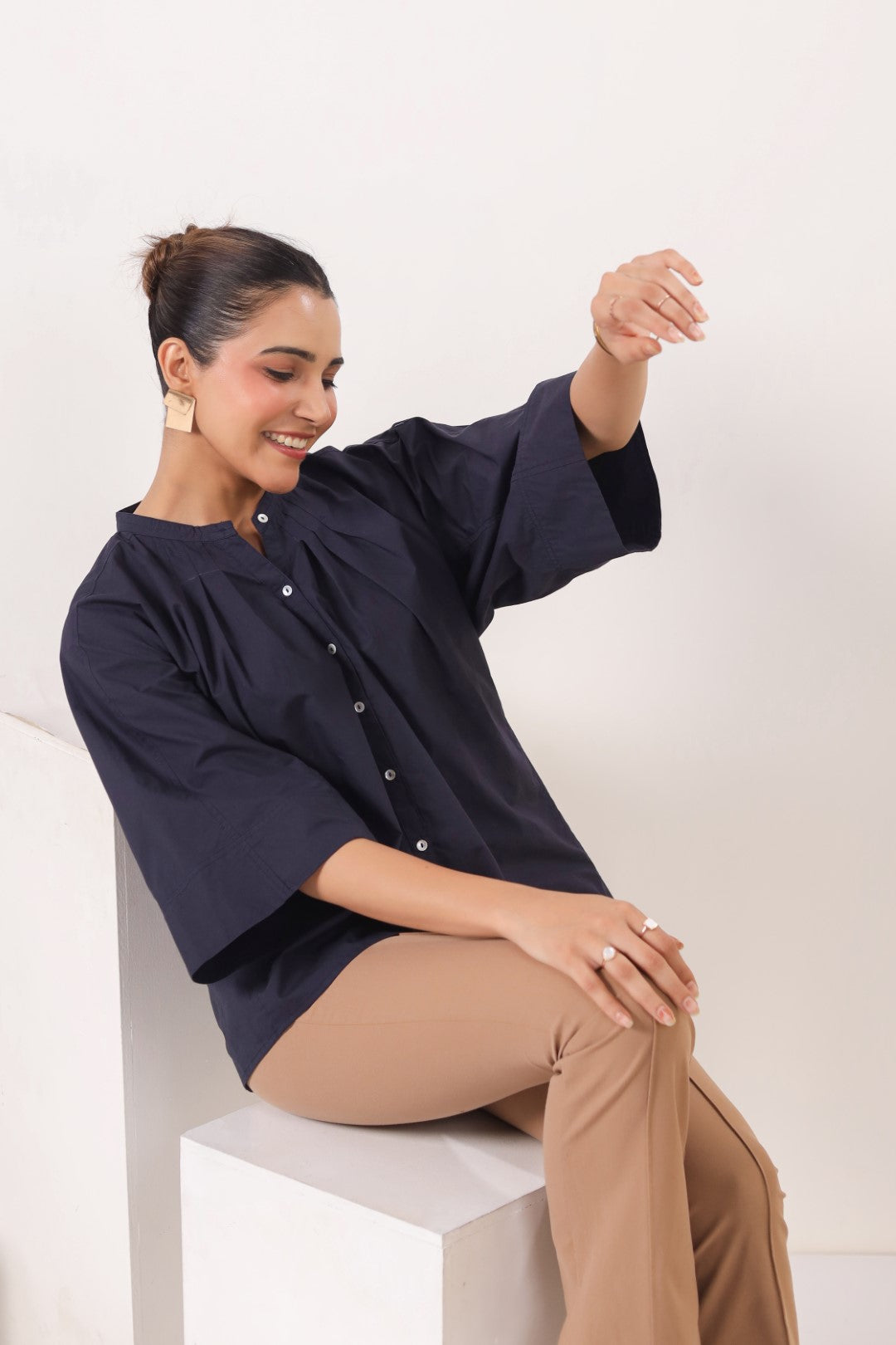Women's navy cotton tops