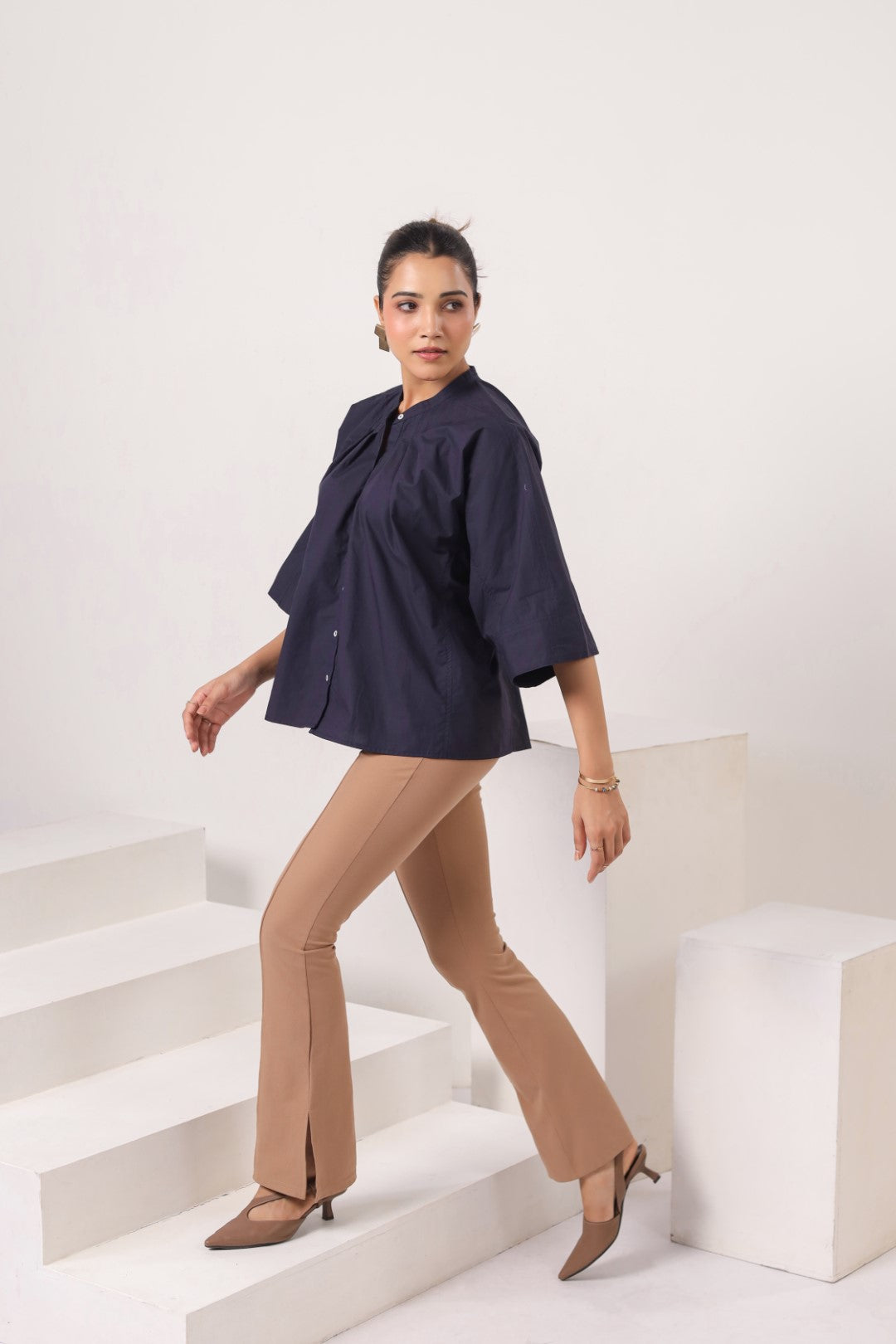 Women's navy cotton tops