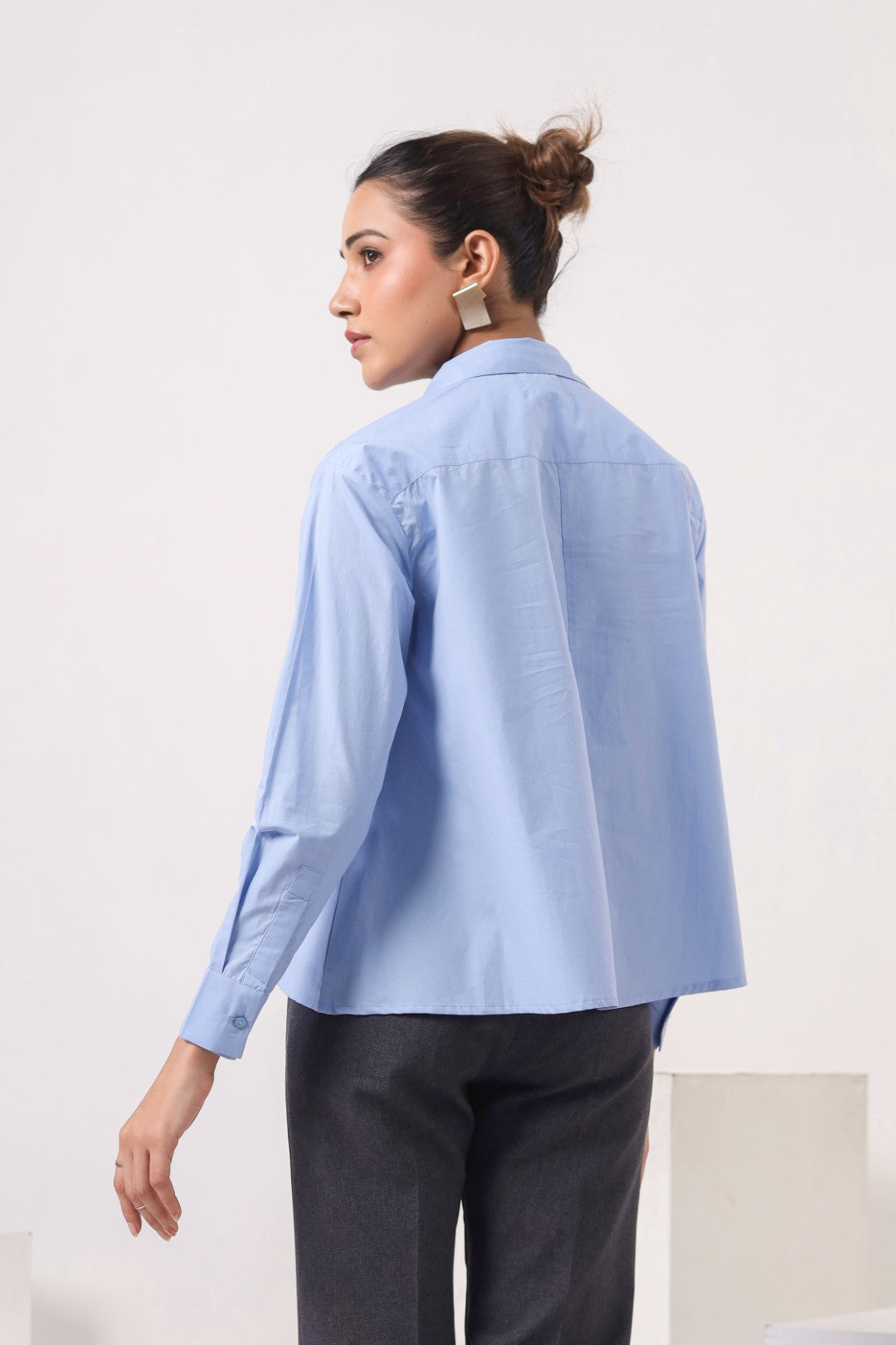 Women Blue Cotton Top