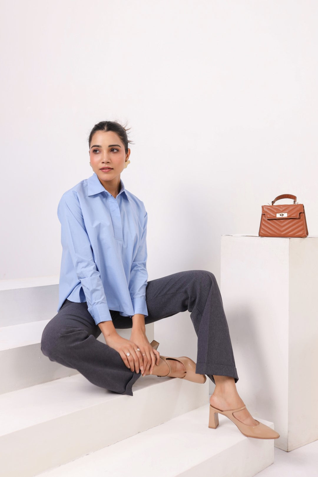Women Blue Cotton Top