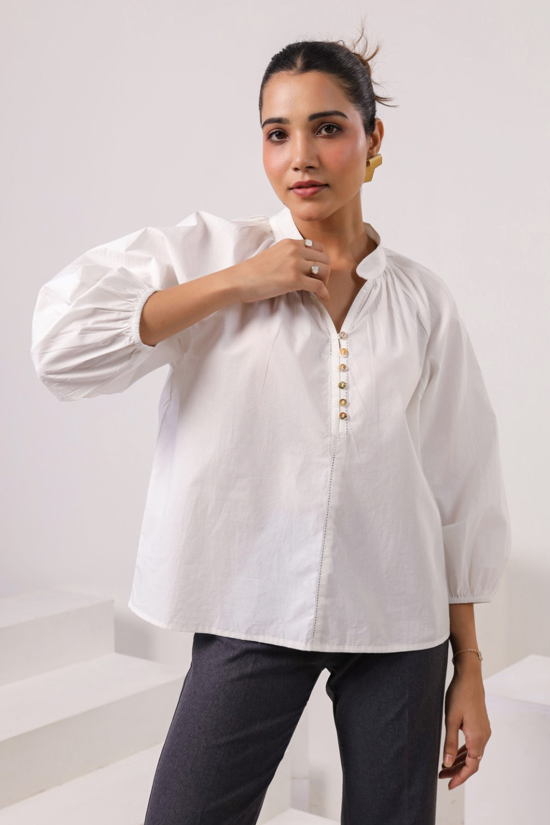 Women's white cotton tops