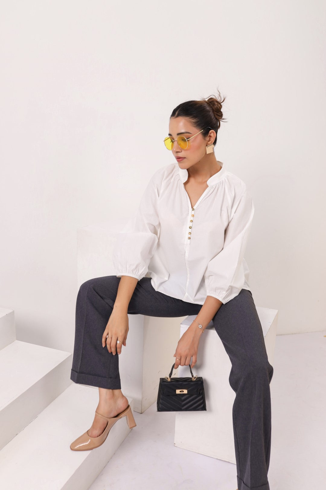 Women's white cotton tops