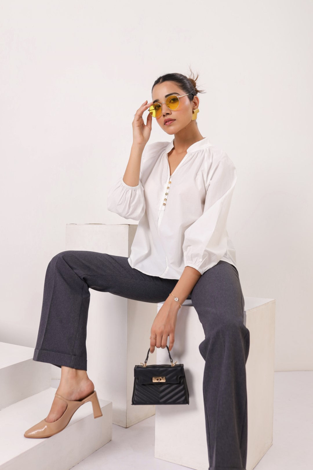 Women's white cotton tops