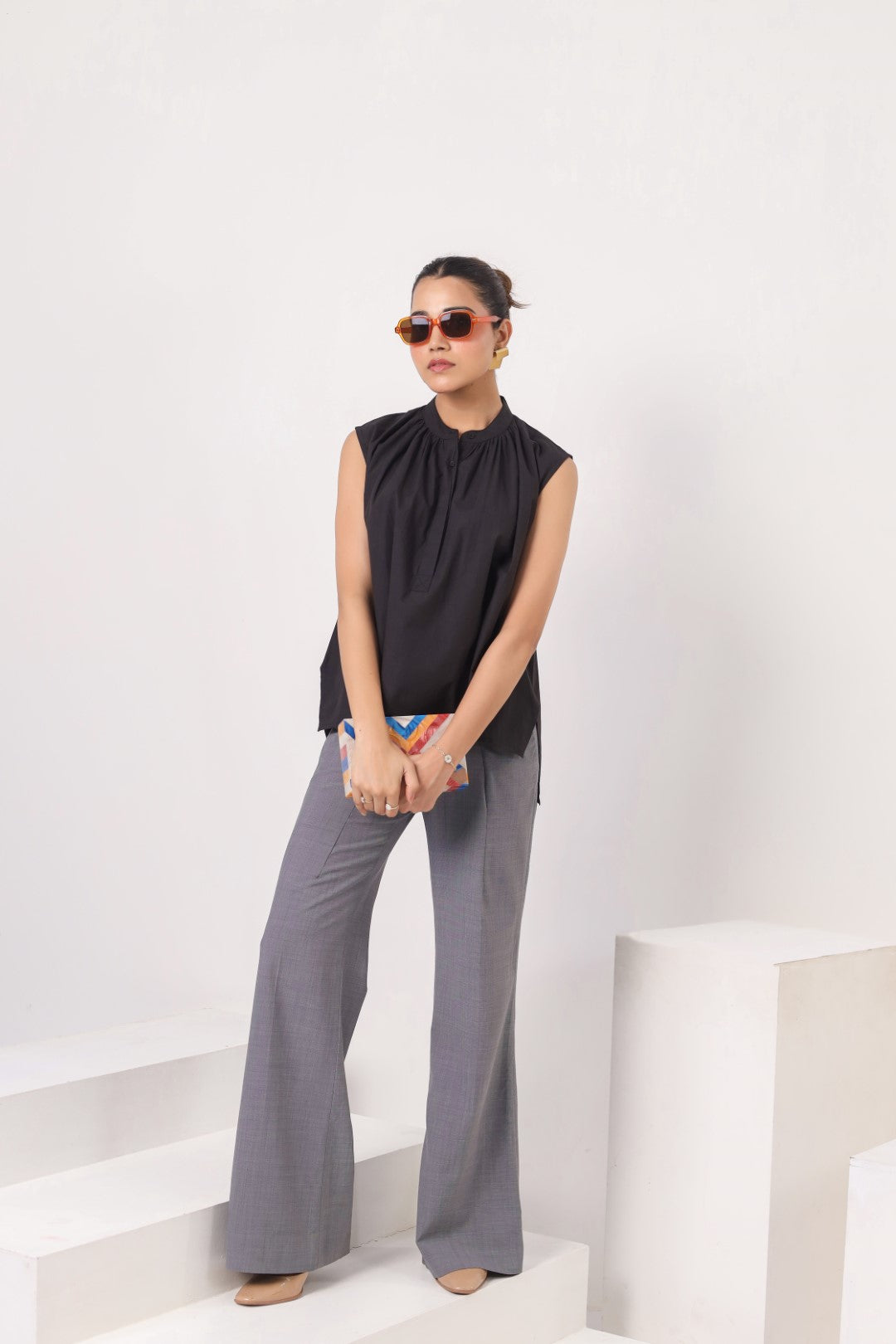 Women’s Black Cotton Poplin Top