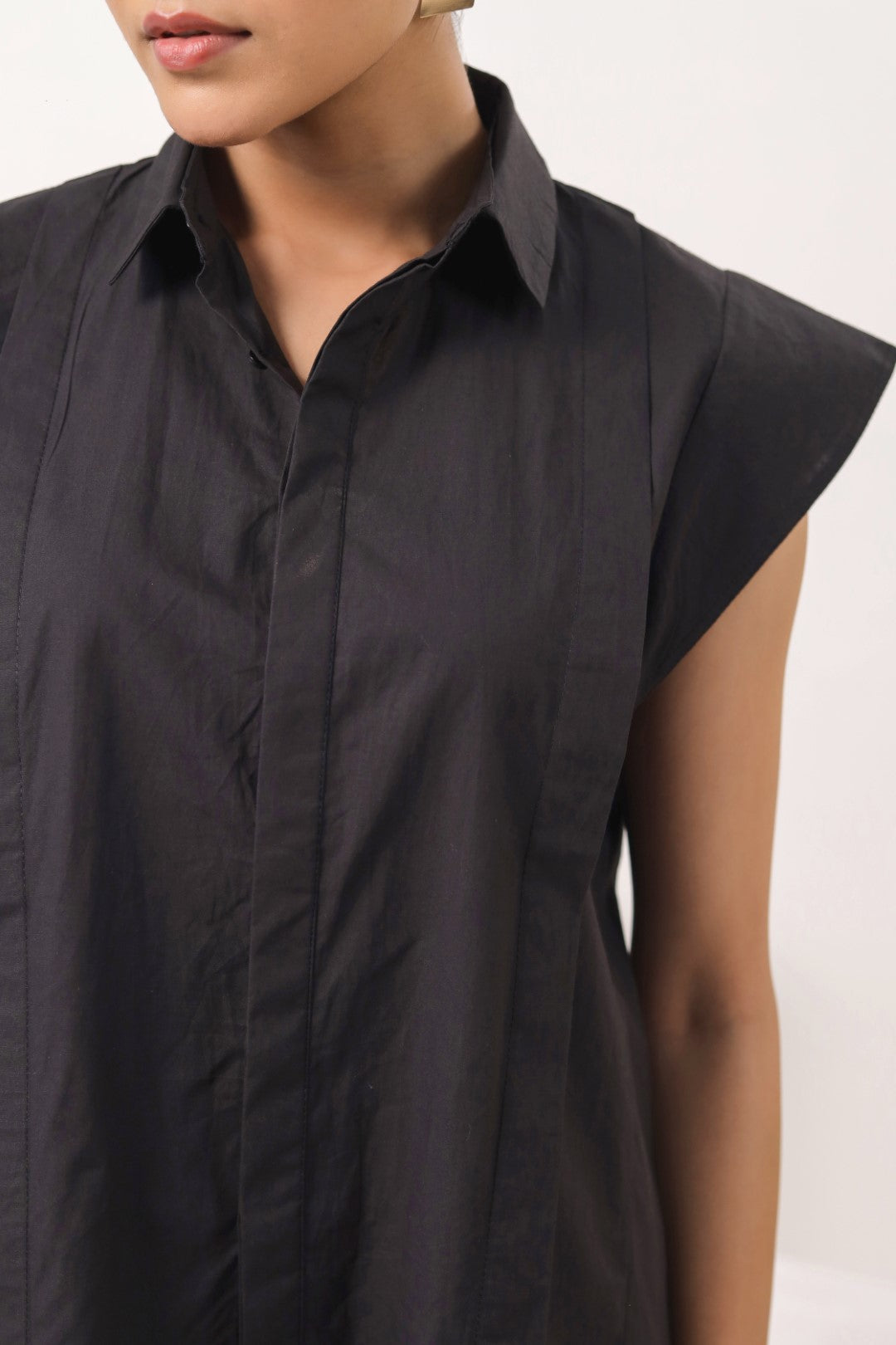 Women’s Black Cotton Poplin Top