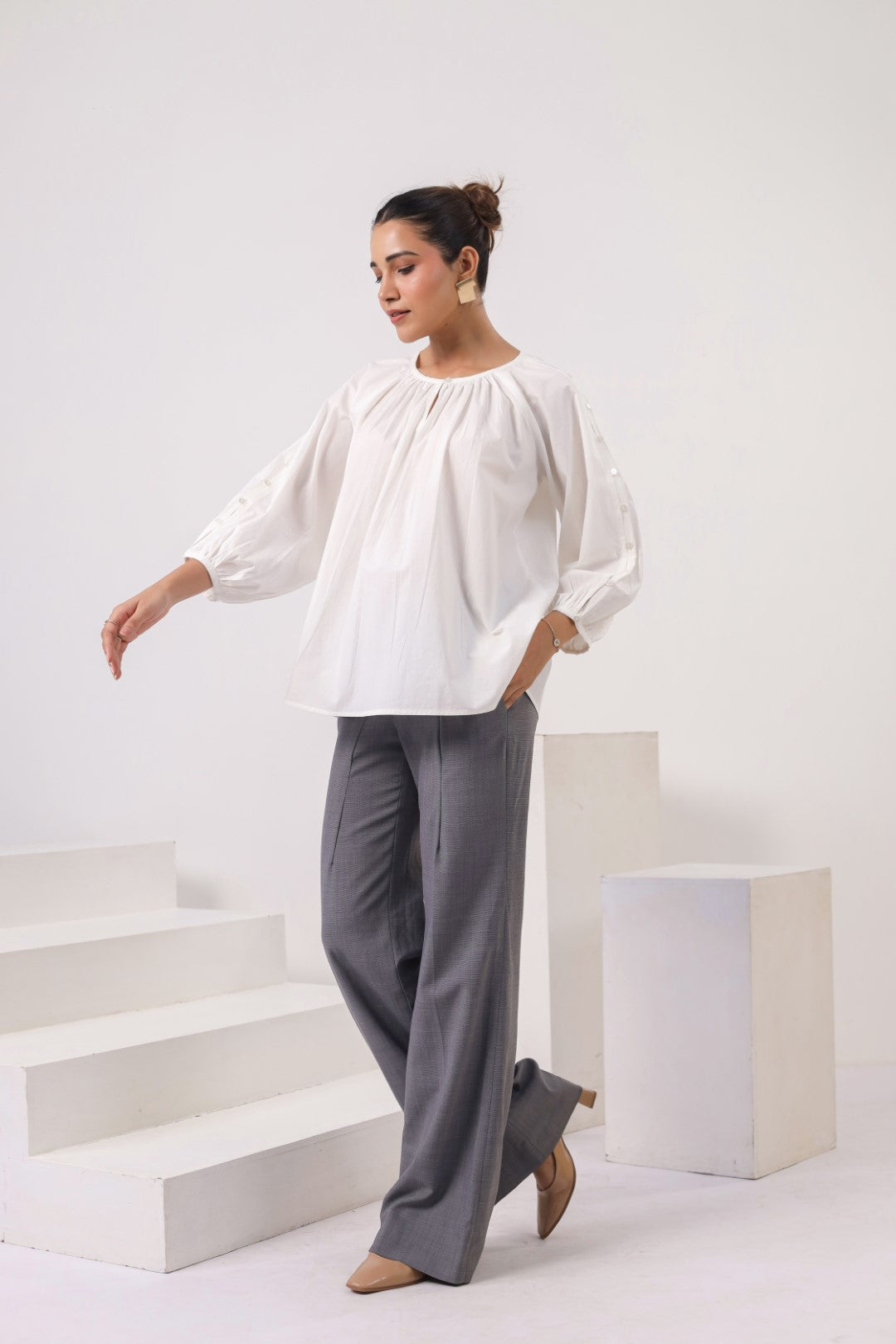 Women's white cotton tops