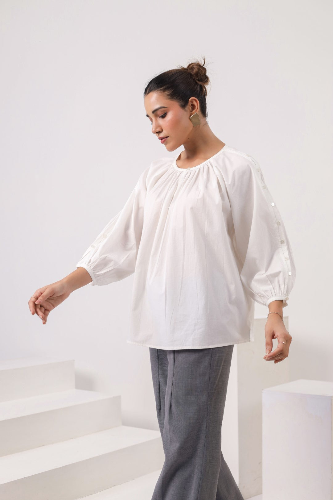 Women's white cotton tops