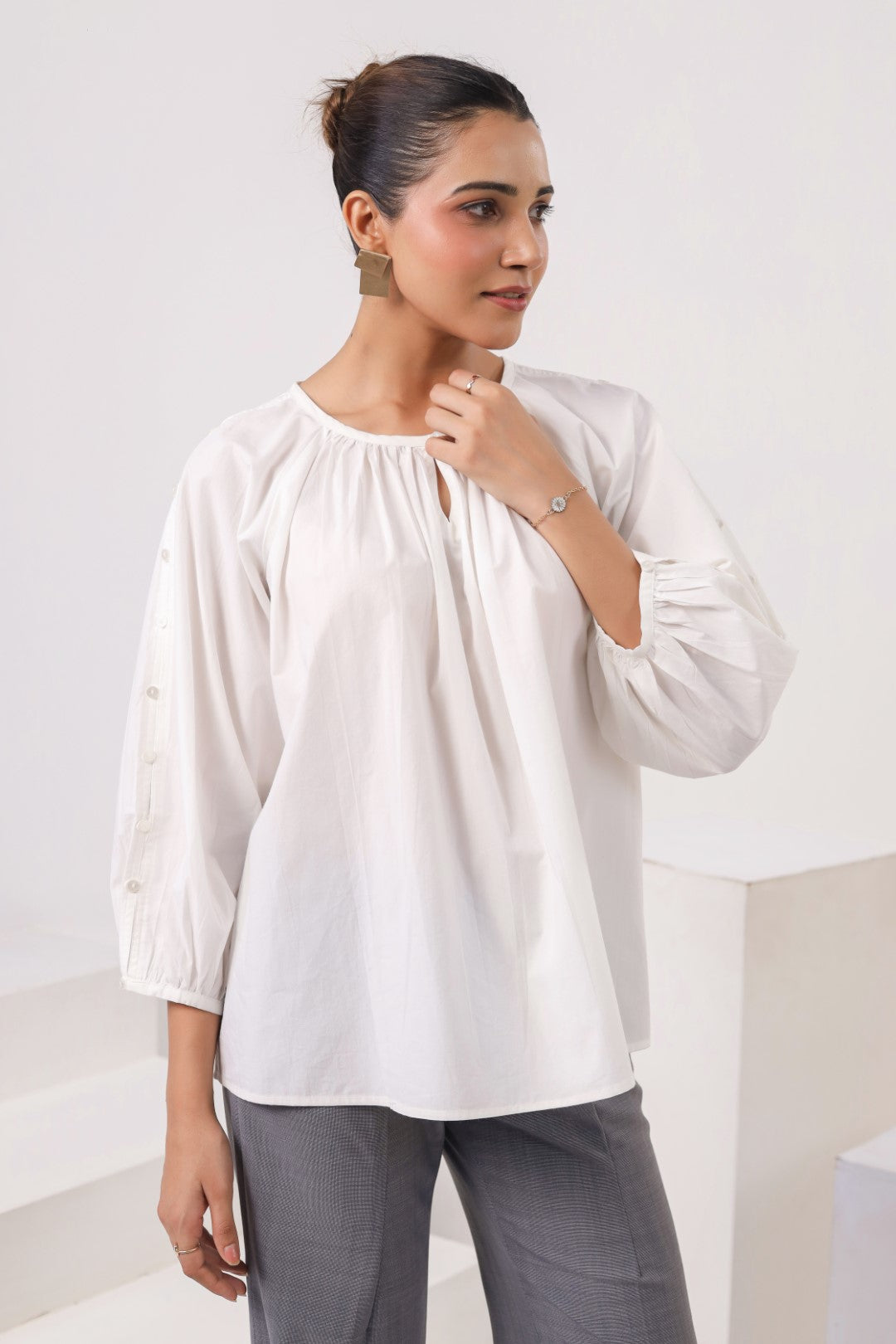 Women's white cotton tops