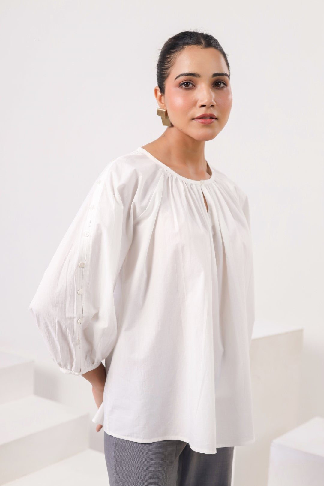 Women's white cotton tops