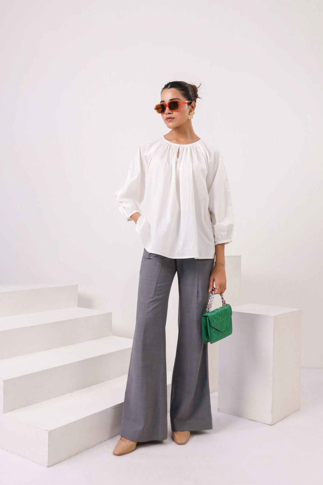 Women's white cotton tops