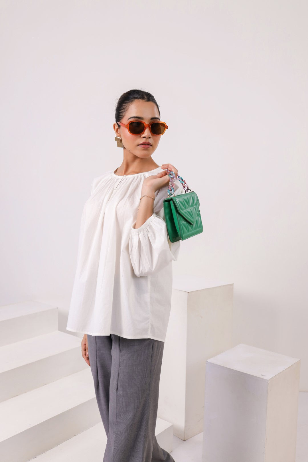 Women's white cotton tops