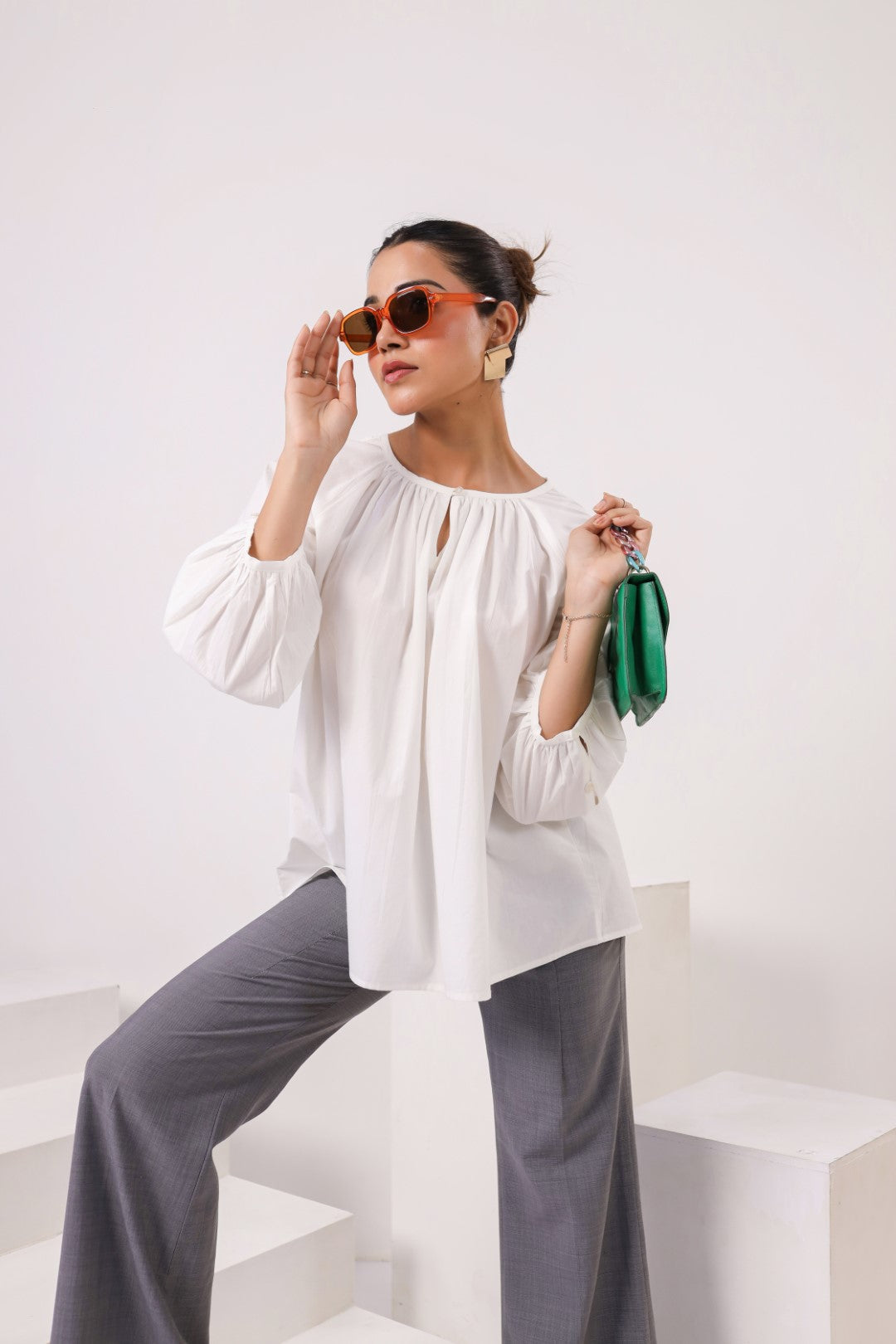 Women's white cotton tops