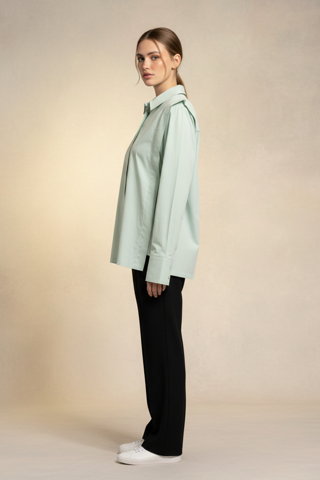 Women's Bright Green Solid Cotton Shirt